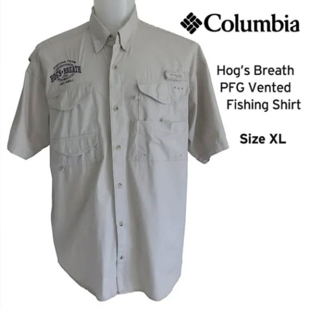 Columbia Men's Hog's Breath PFG Vented Fishing Shirt - Light Gray